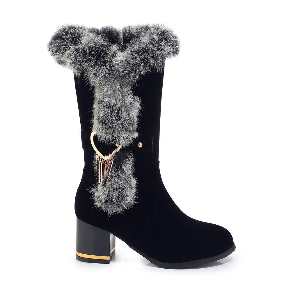 FrostLuxe—High Heel Fur Trimmed Boots