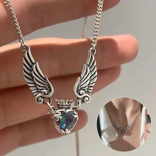 CelestiHeart—Vintage Angel Wings Necklace